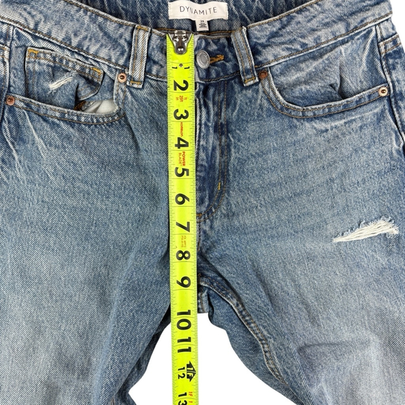 Dynamite Straight Leg Mid Rise Jeans Denim Distressed Frayed Blue Pants SIZE 24 - Picture 9 of 13